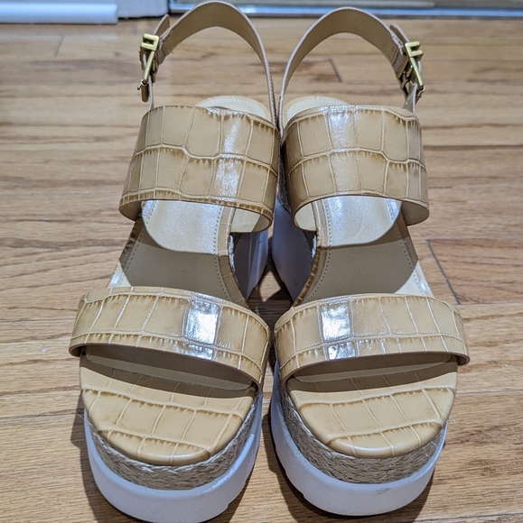 Michael Kors - Rhett Crocodile embossed leather wedge sandals - Picture 2 of 6